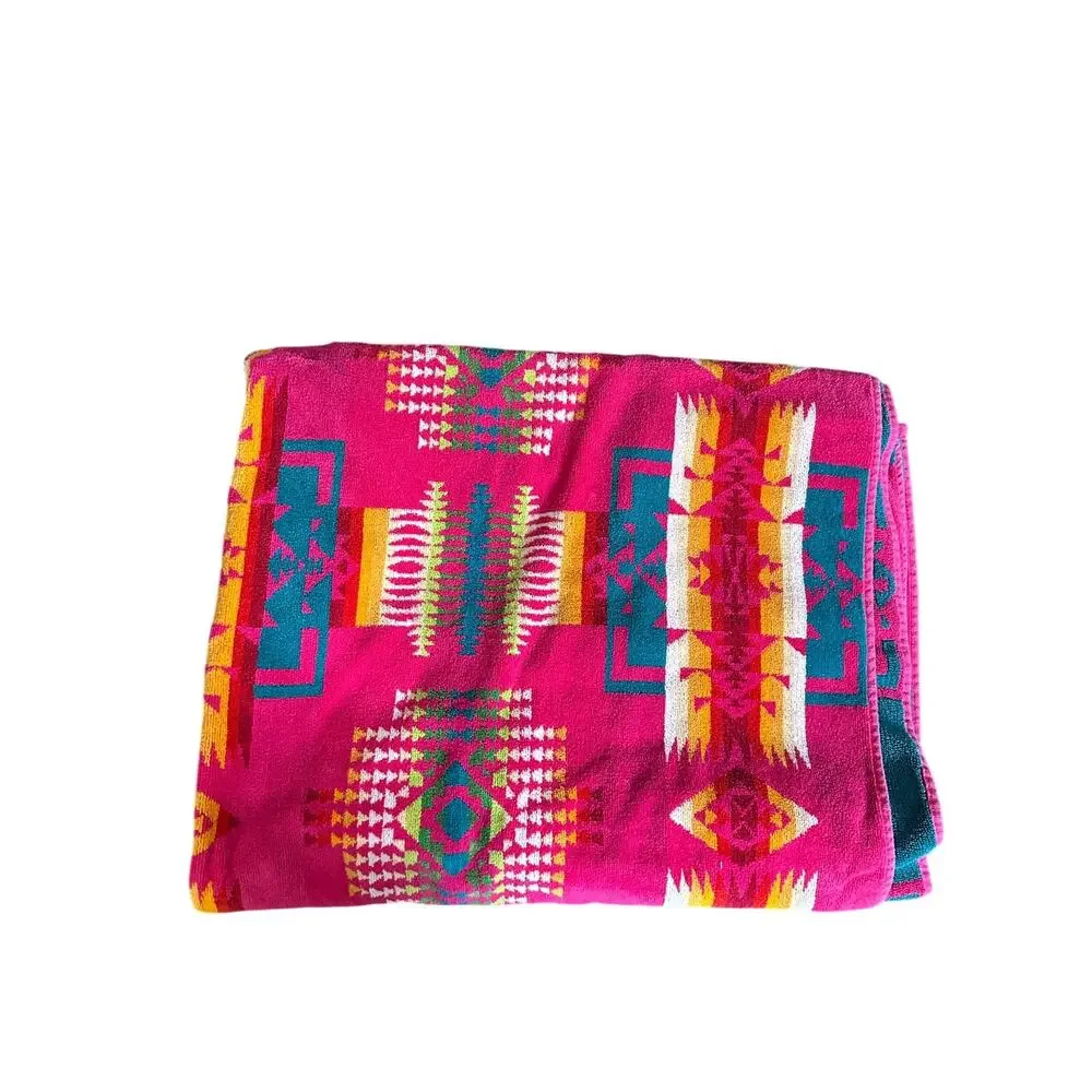 Pendleton Chief Joseph Beach Towel Hot Pink Southwestern Tribal